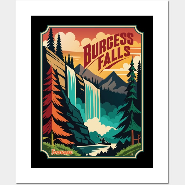 Retro Burgess Falls Kayaking Wall Art by Surrealcoin777